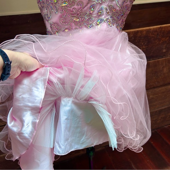Ethereal Strapless Tulle Fairy Princess Pageant Mini Prom Dress Iridescent Gems - Picture 10 of 16
